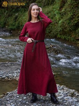 Wikingerkleid Helga aus Leinen weinrot