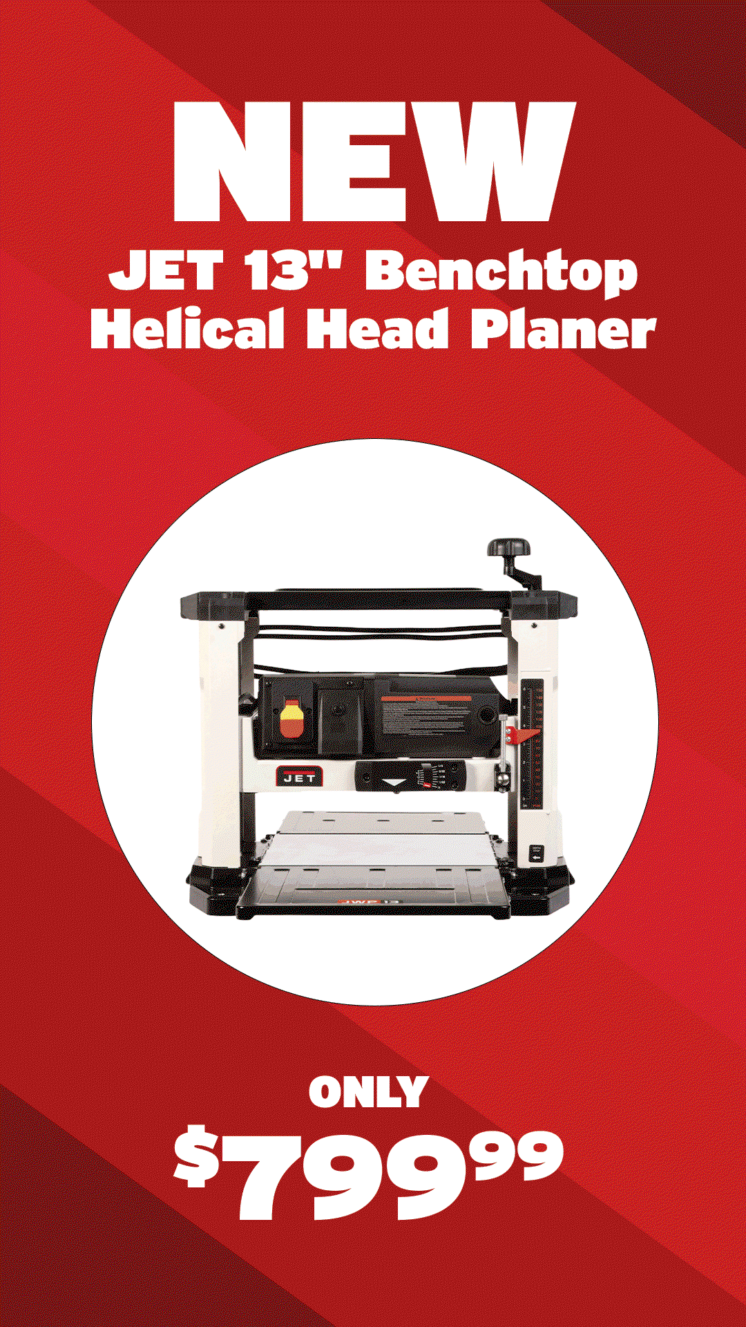 New Jet 13" Benchtop Helical Head Planer