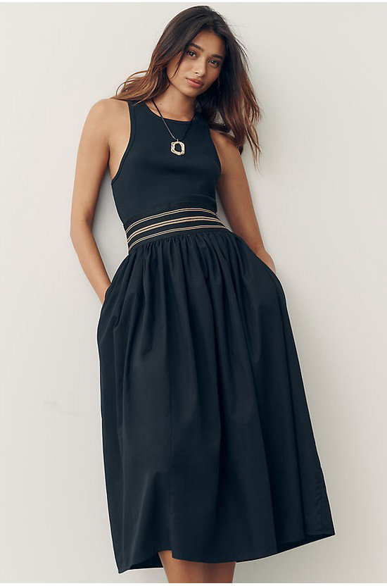 By Anthropologie Banded Twofer Midi Dress