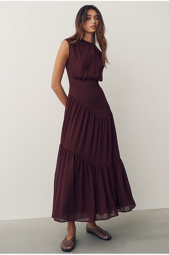 By Anthropologie Waisted Cap-Sleeve Dress