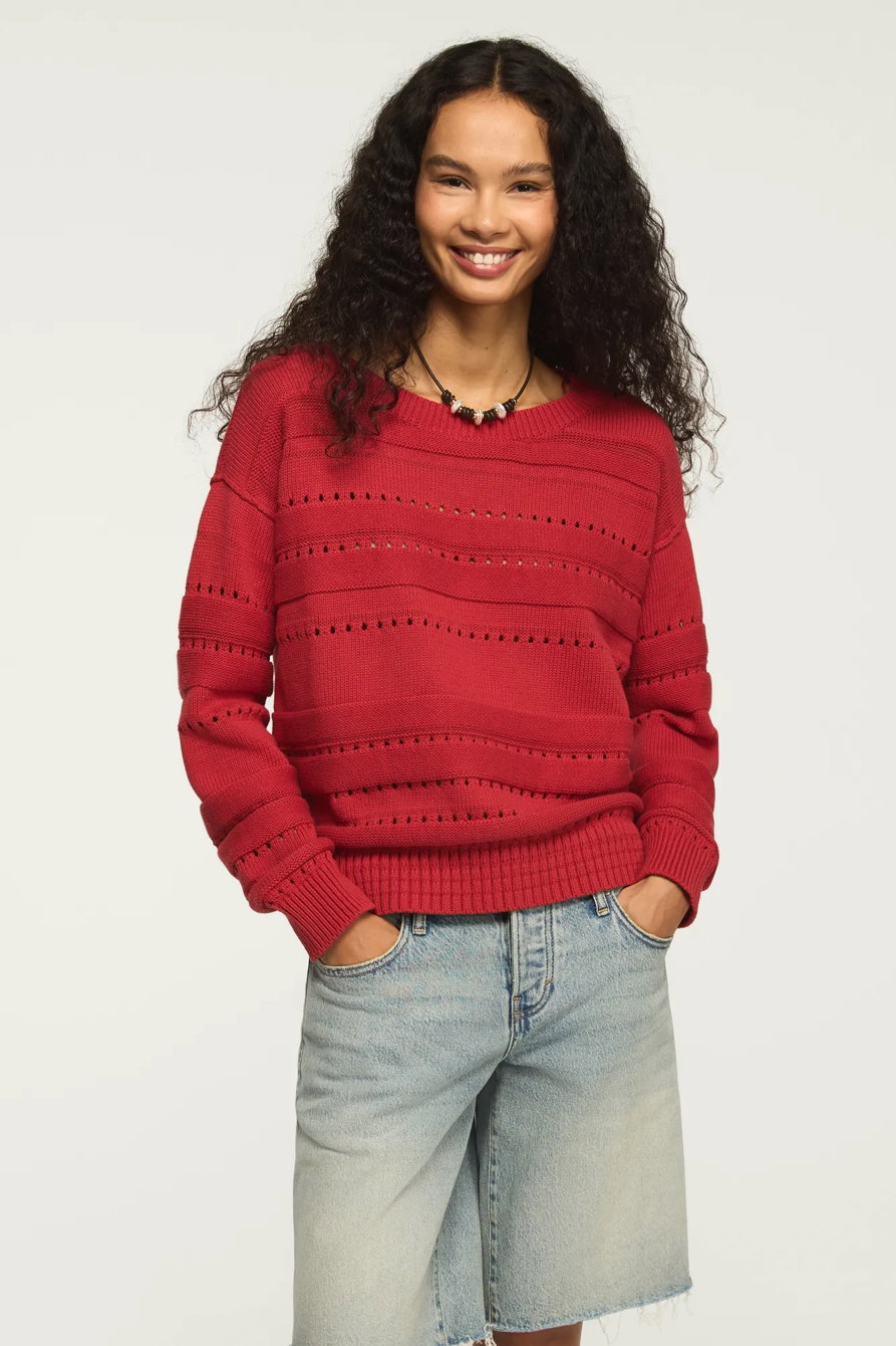 Image of Lucky Brand Beachy Pullover Sweater - Women's Clothing Tops Sweaters Pullovers in American Beauty