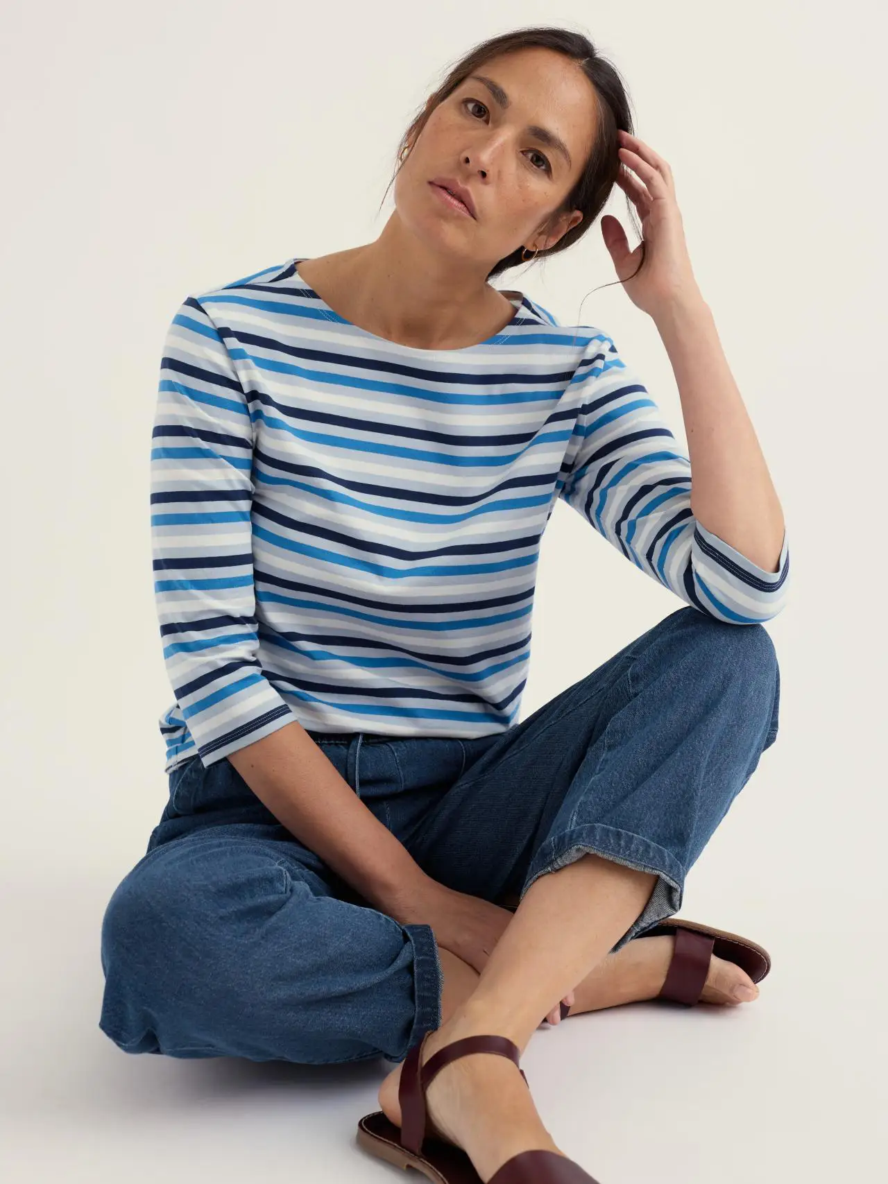 Sailor 3/4 Sleeve Top in GOTS-Certified Organic Cotton Jersey