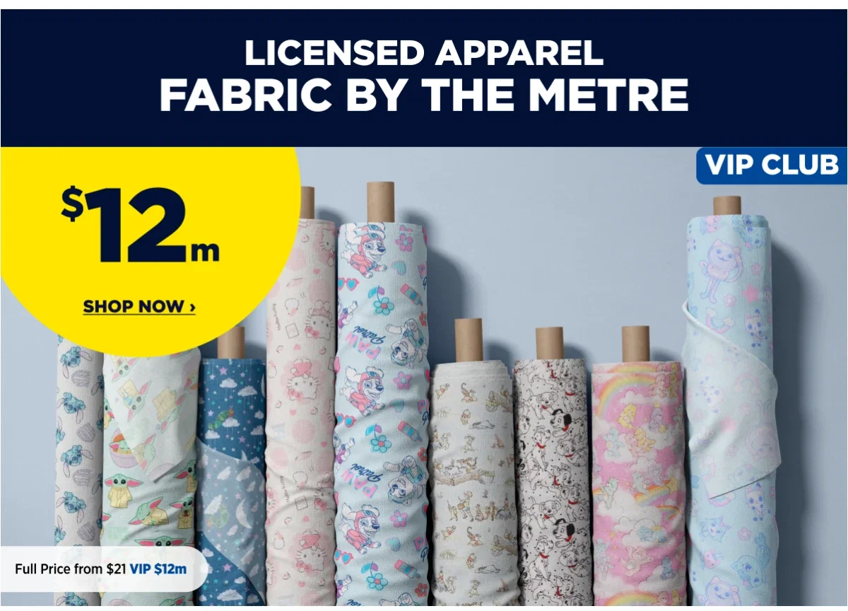 Licensed apparel fabric by the metre