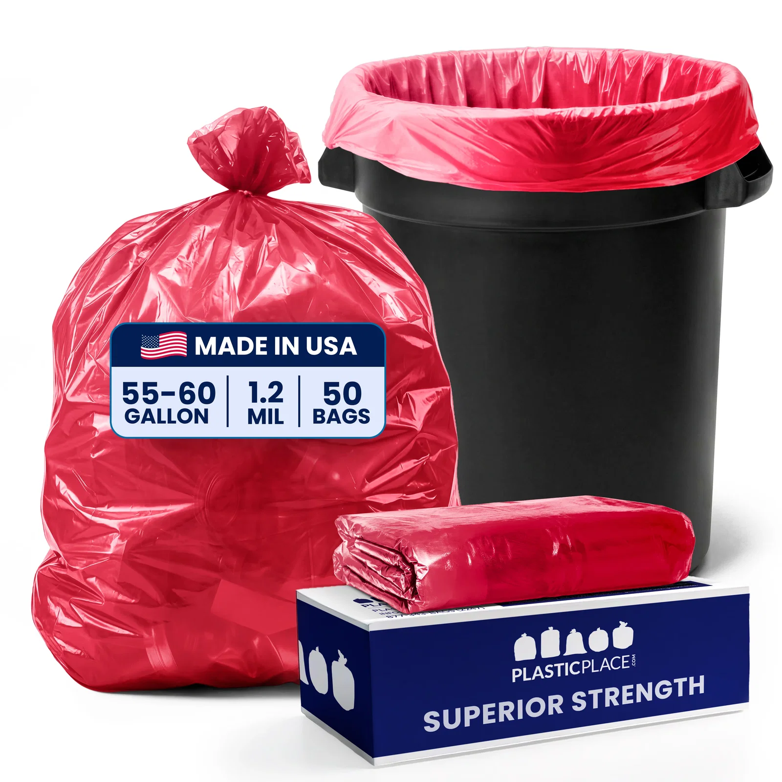 Image of 55-60 Gallon Trash Bags - 1.2 Mil - 50/Case
