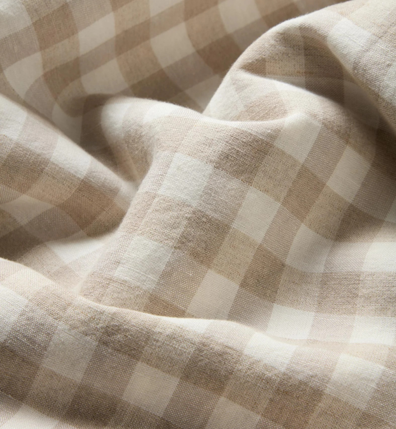 Oatmeal Pembroke Gingham Linen Blend Duvet Cover