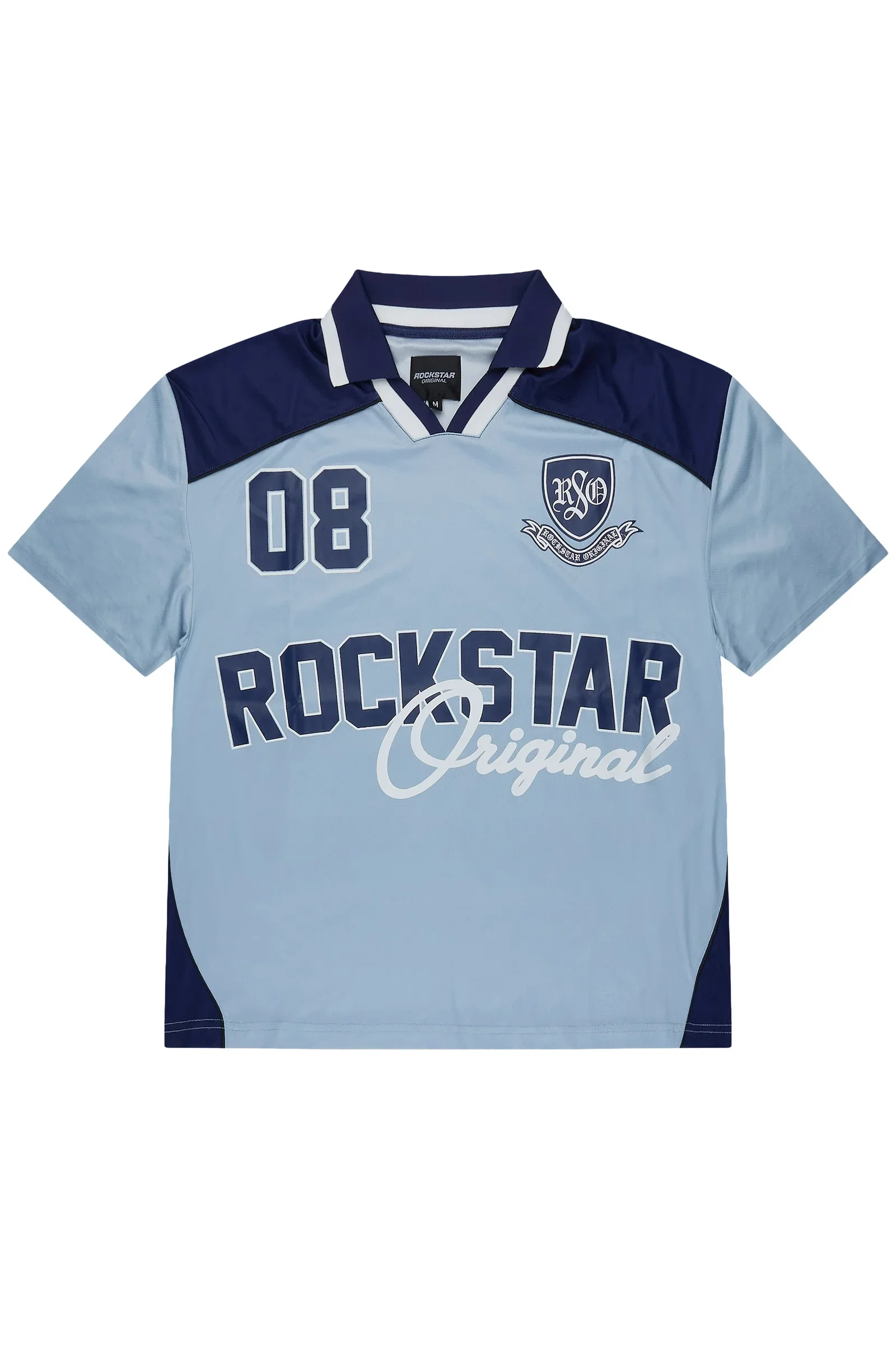Image of Roche Light Blue World Soccer Inspired Graphic Jersey
