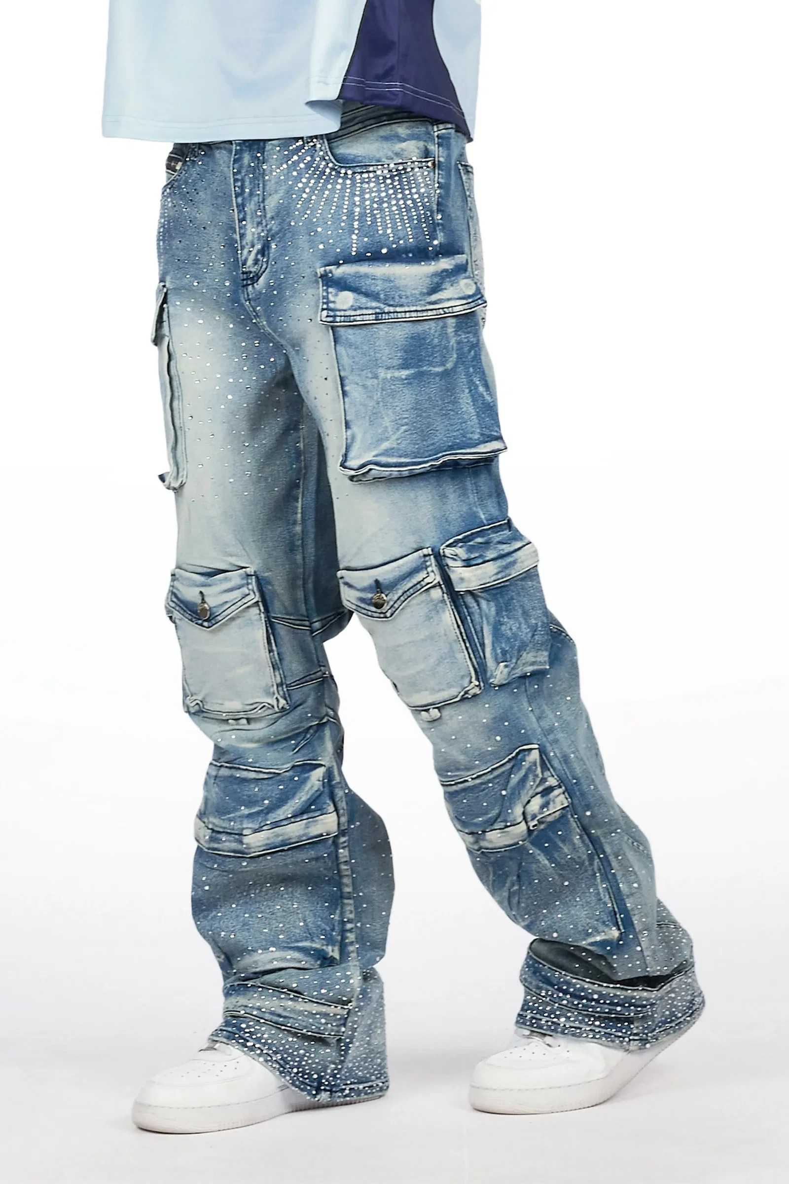 Image of Keoni Light Blue Rhinestone Baggy Fit Jean
