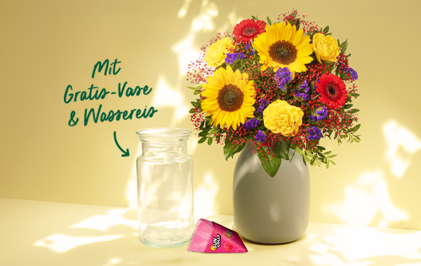 Strahlender Sonnenblumenstrauß Sommerlichter mit 2 Gratis-Geschenken für 32,99 €