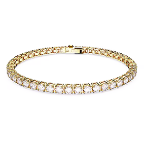 Matrix Tennis Armband, Rundschliff, Weiß, 18K Goldbeschichtet