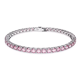 Matrix Tennis Armband, Rundschliff, Rosa, Rhodiniert