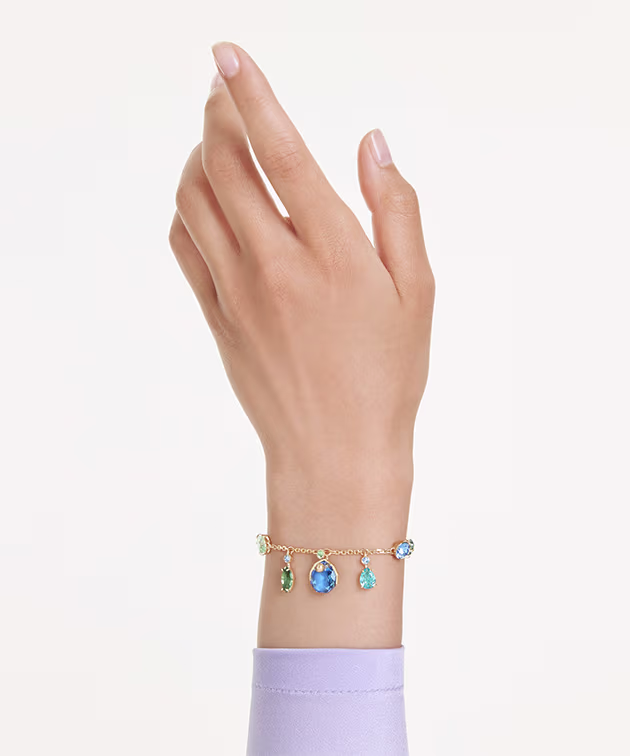 Gema Armband, Verschiedene Schliffe, Schwingende Kristalle, Mehrfarbig, 18K Goldbeschichtet