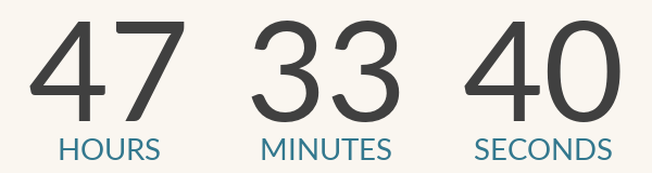 countdown timer showing hours, minutes and seconds until 8/9 at 12PM EDT