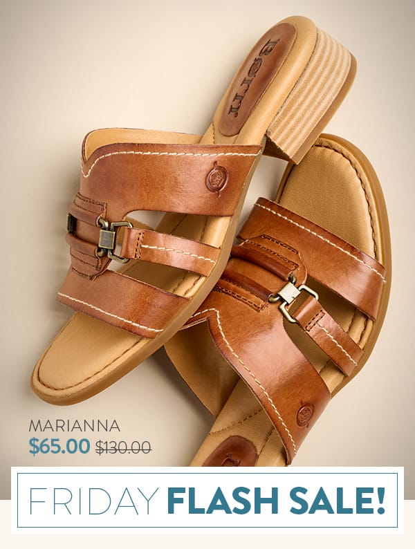 Friday Flash Sale. Marianna low heeled slide sandal in brown.
