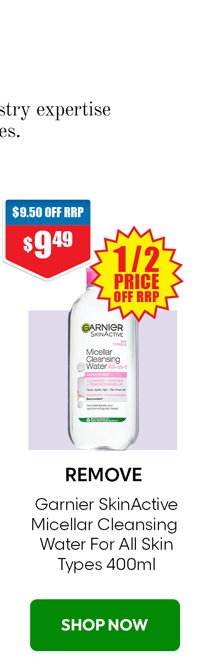 Garnier SkinActive Micellar Cleansing Water For All Skin Types 400ml 1/2 price off RRP at Chemist Warehouse sale ends 19 August 2026
