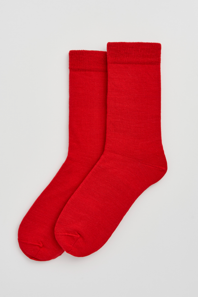 Postbox Red Merino Socks