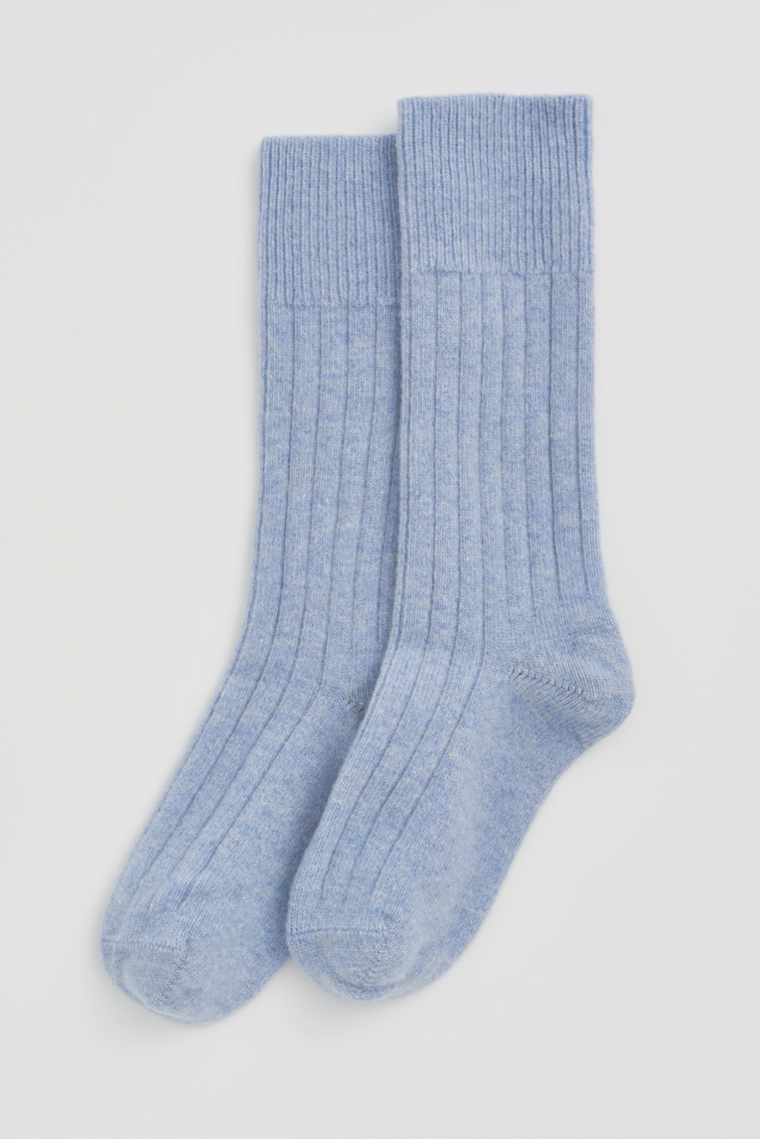 Morning Blue Merino Bed Socks