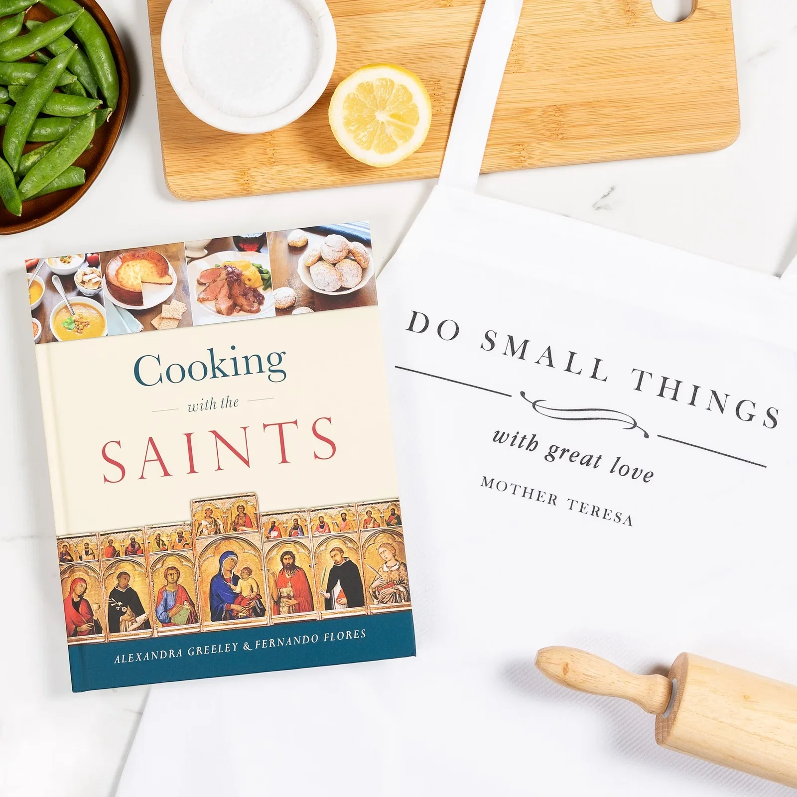 Cooking With The Saints Cookbook & Do Small Things Apron