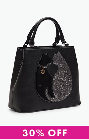 Kissing Cats Shoulder Bag in Black/White