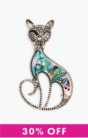 Elegant Stretched Cat Brooch in Multi