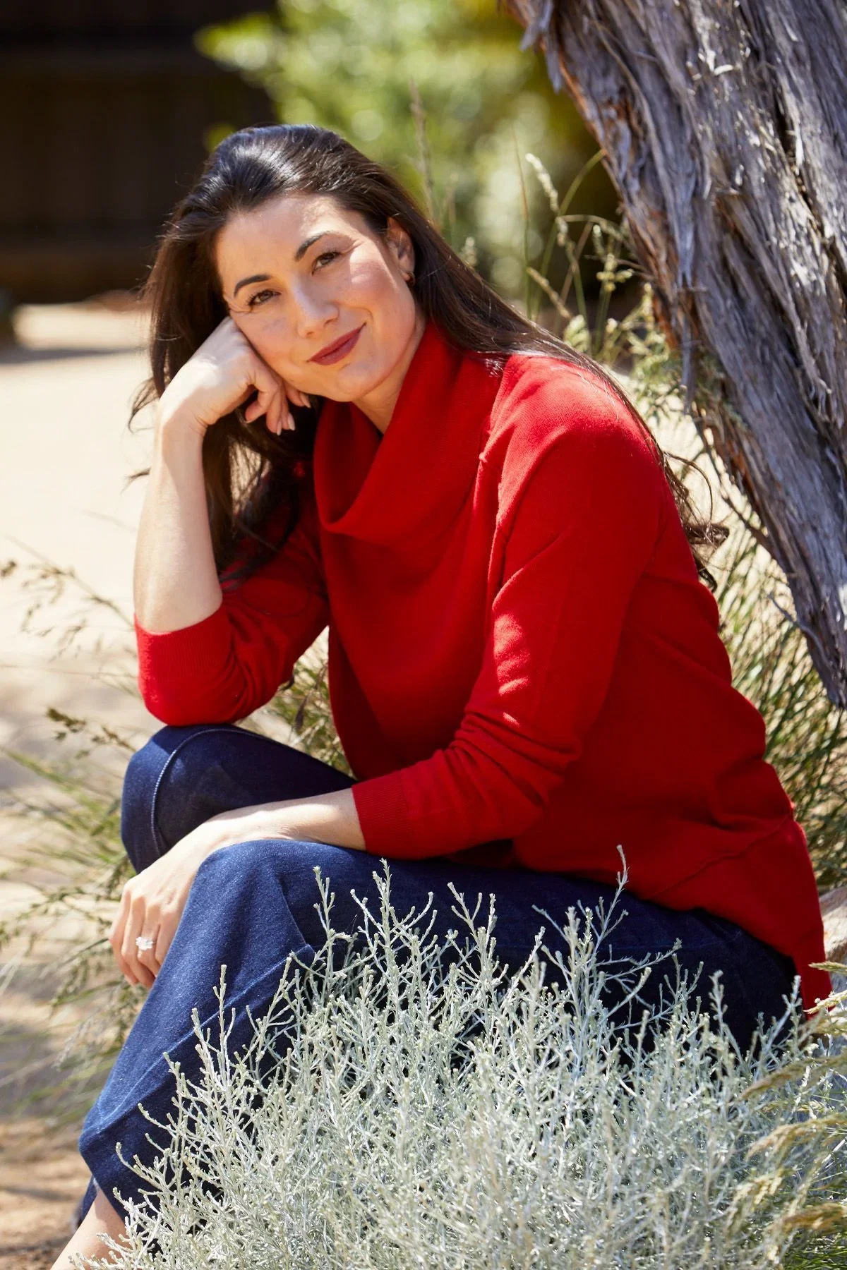 Image of Raglan Cowl Pullover in Cherry