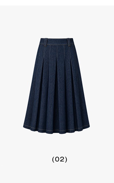JULIE PLEATED DENIM SKIRT 