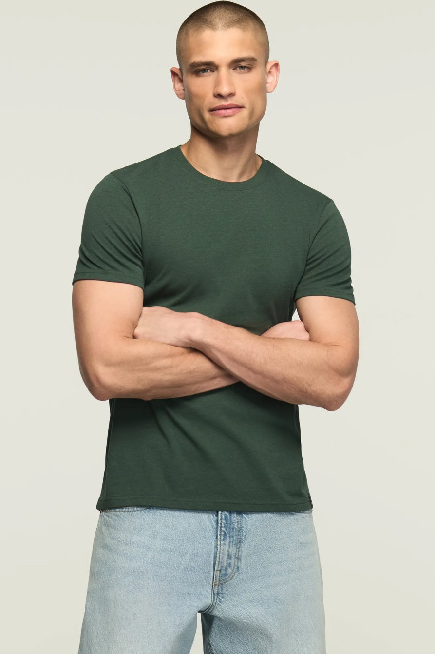 Image of Lucky Brand Venice Burnout Crew Neck Tee - Men's Clothing Tops Shirts Tee Graphic T Shirts in Dusty Turquoise