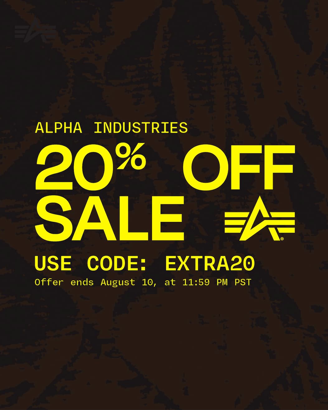 alpha industries 20% off sale items.