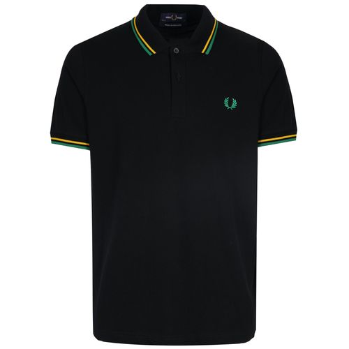 Stuarts x Fred Perry M12 Twin Tipped Polo - Black/Yellow/Green