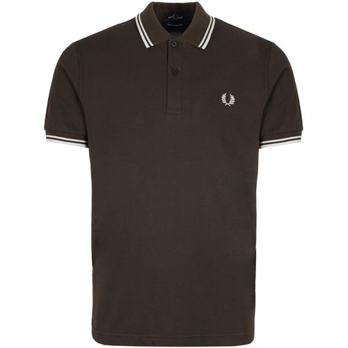 Stuarts x Fred Perry M12 Twin Tipped Polo - Dark Brown/Buttercream