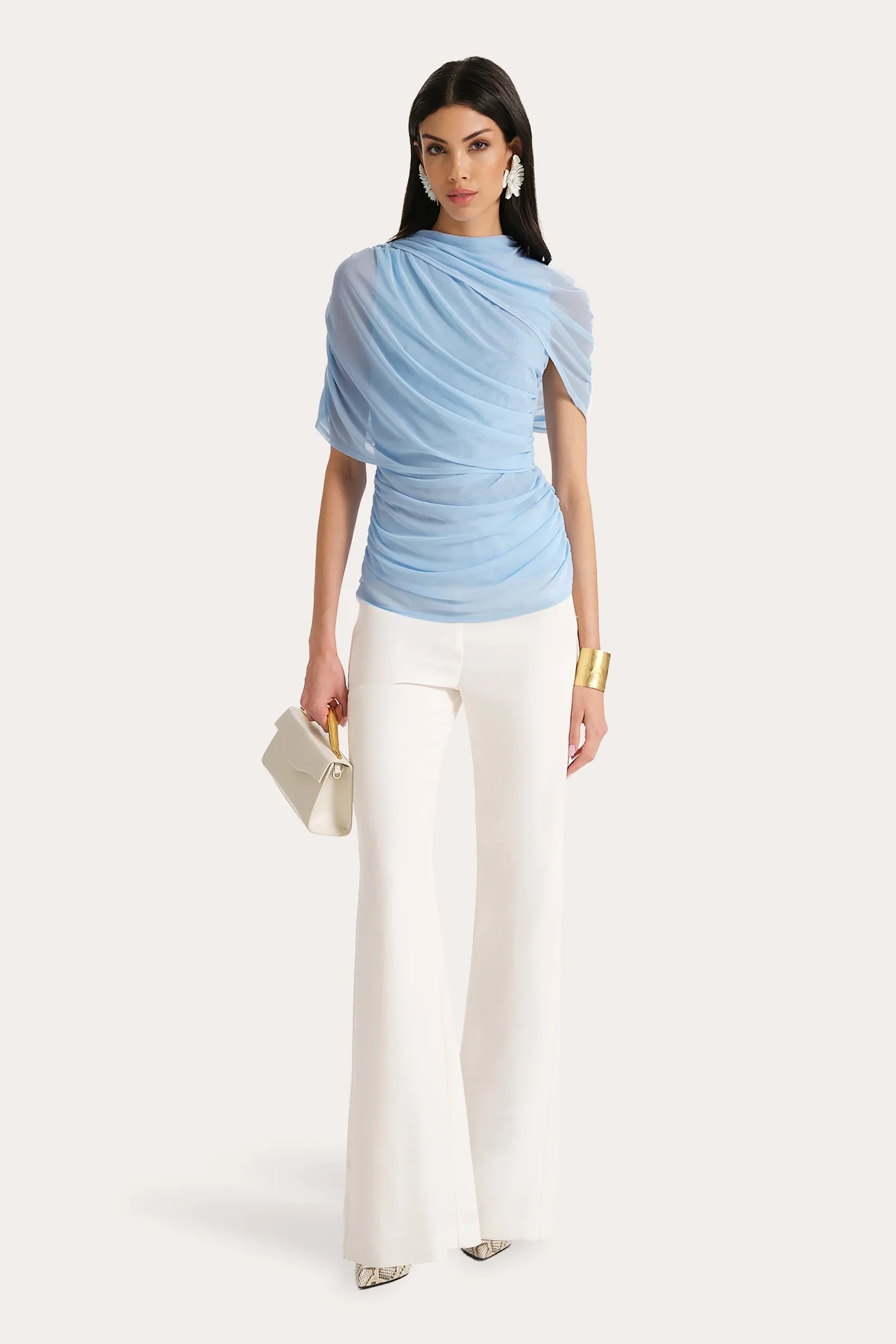 Image of Gaia Draped Mesh Top