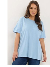 EVANS Curve Light Blue Pure Cotton T-Shirt