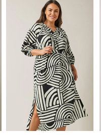 EVANS Curve Black & White Abstract Print Midi Dress