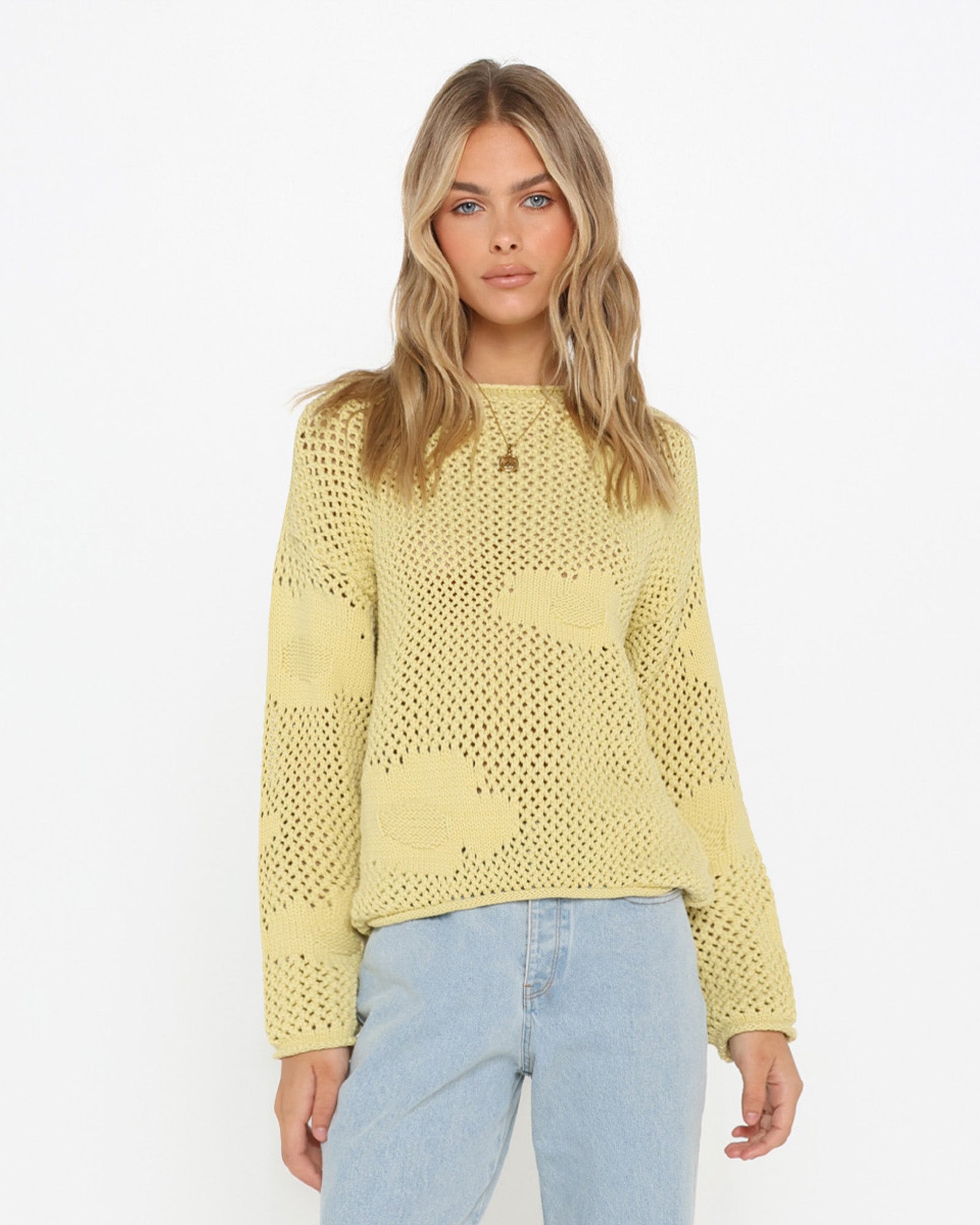 Lost In Lunar Women's Erin Knit Jumper - Light Lime