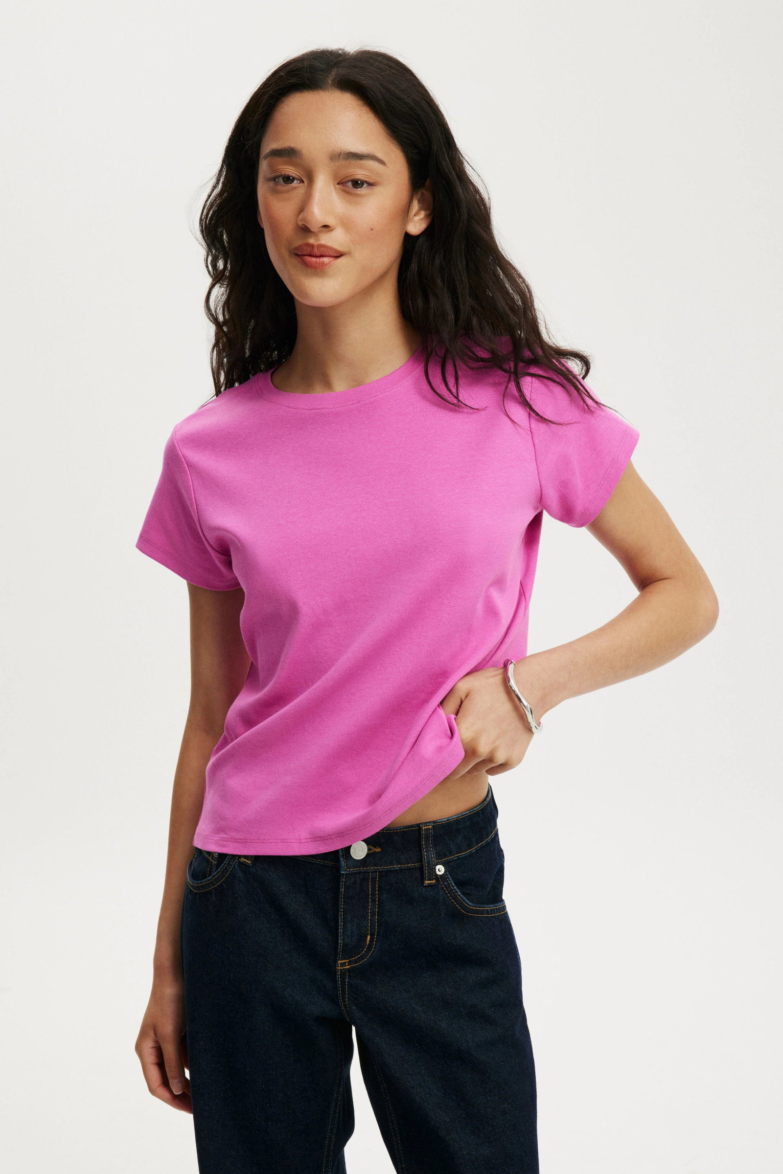 Cotton On Women's 90 S Baby Tee - Magenta Haze