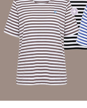 T-shirt, gestreept, oversized, ronde hals, korte mouw