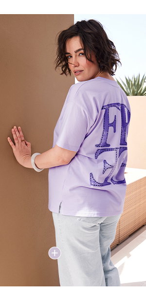 T-Shirt, Rückendruck, Oversized, Rundhals, Halbarm