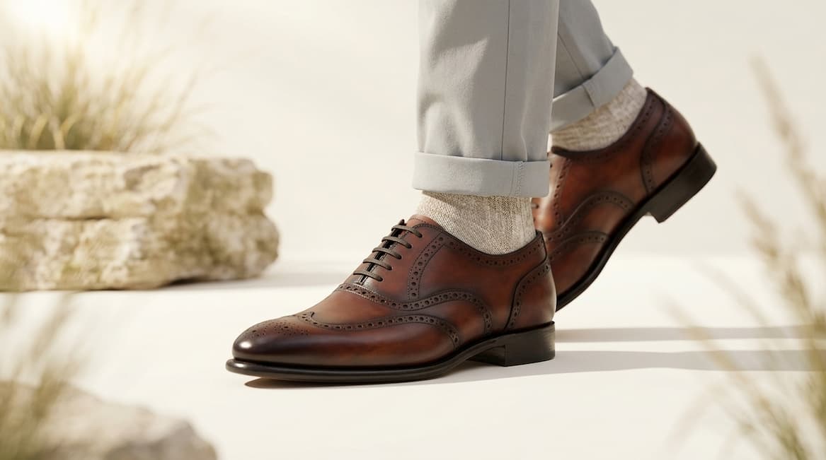 Herring Munster II brogues in rosewood calf