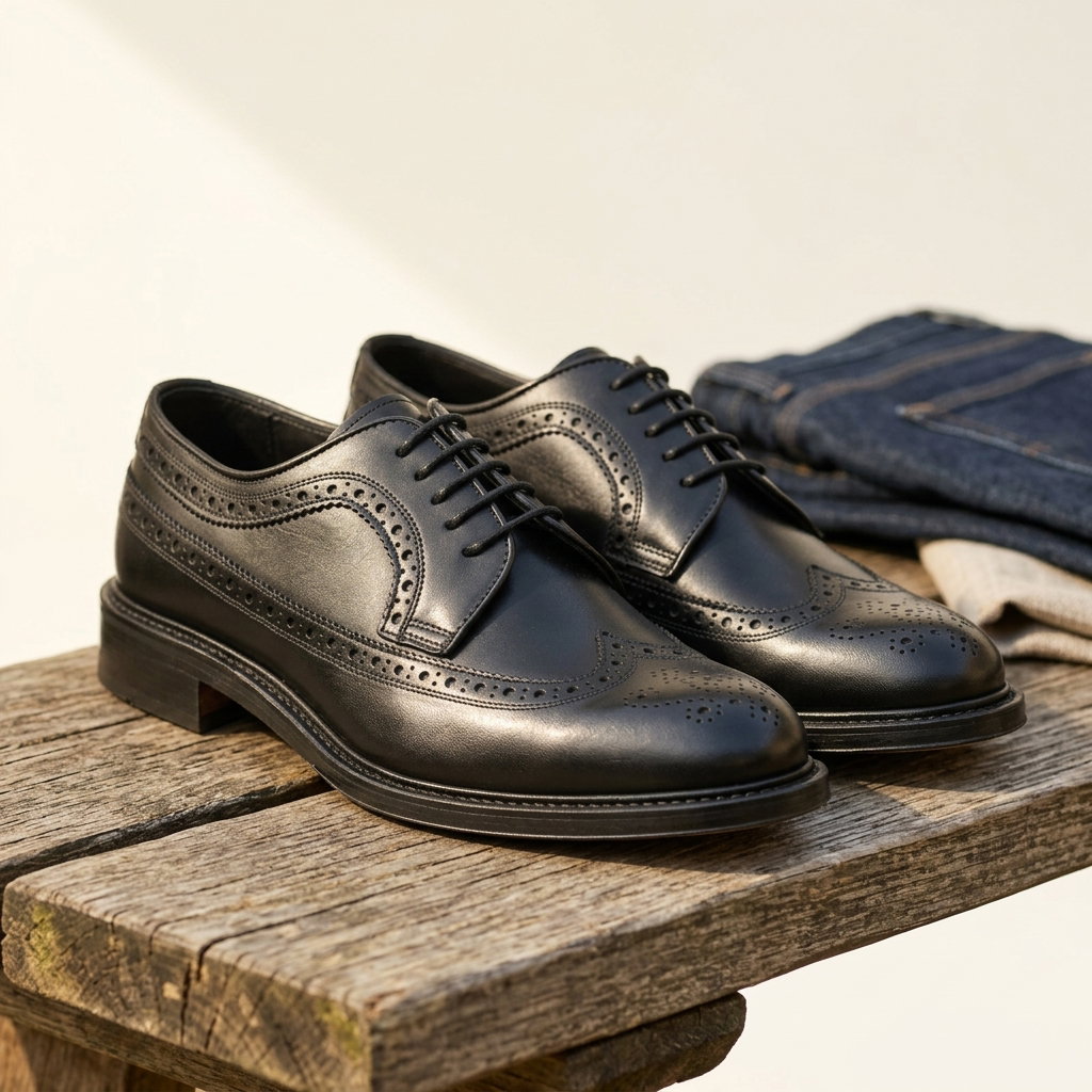 Herring Lancaster brogues in black calf