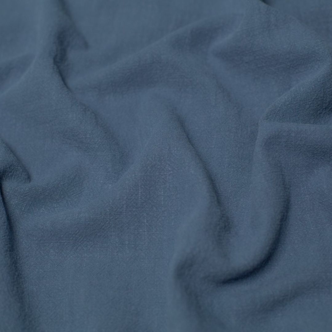 Minerva Core Range Soft Stonewashed Ramie Linen Weave Fabric Indigo Blue