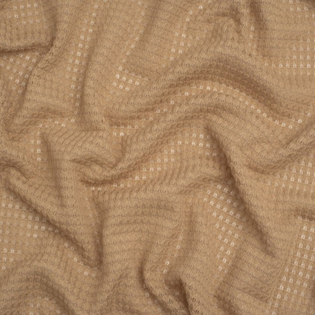 Minerva Core Range Crochet Lace Stretch Sweater Knit Fabric Camel