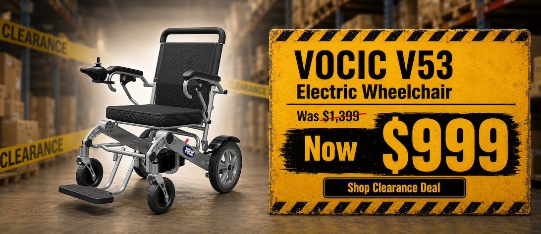 VOCIC V53 Electric Wheelchair clearance deal. Was $1,399, now $999.