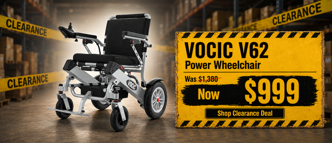 VOCIC V62 Power Wheelchair clearance deal. Was $1,380, now $999.