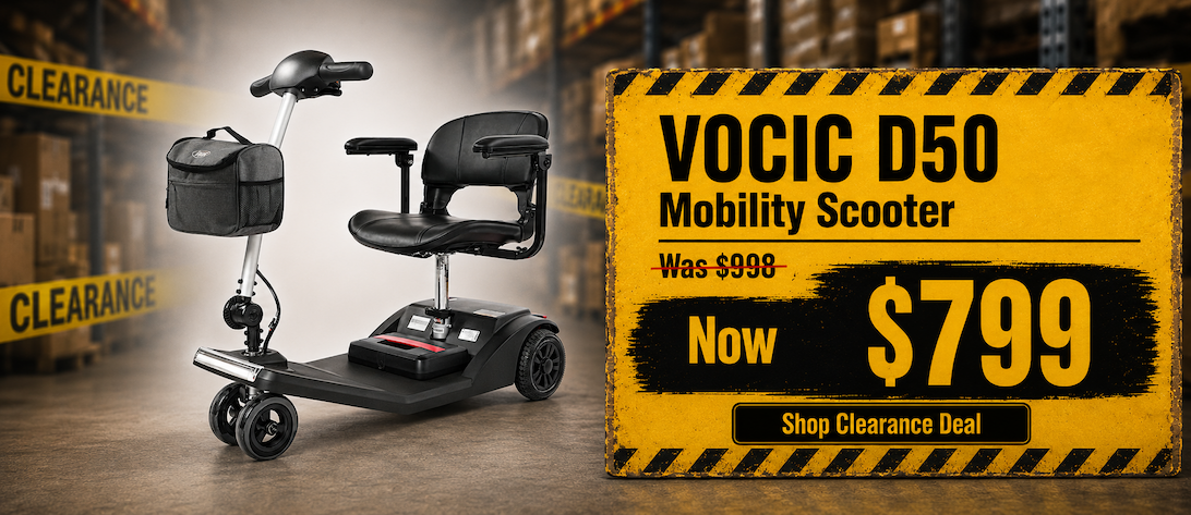 VOCIC D50 Mobility Scooter clearance deal. Was $998, now $799.