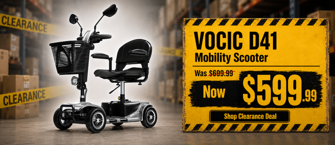 VOCIC D41 Mobility Scooter clearance deal. Was $699.99, now $599.99.