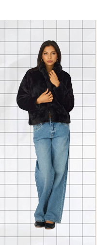 Black Fur Jacket Collared