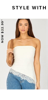 White Asymmetrical Long Line Bandeau Top