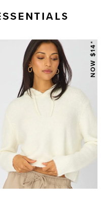 White Knit Hoodie Long Sleeve