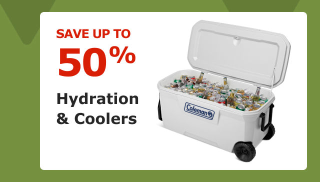 Save up to 50% on Hydration & Coolers.