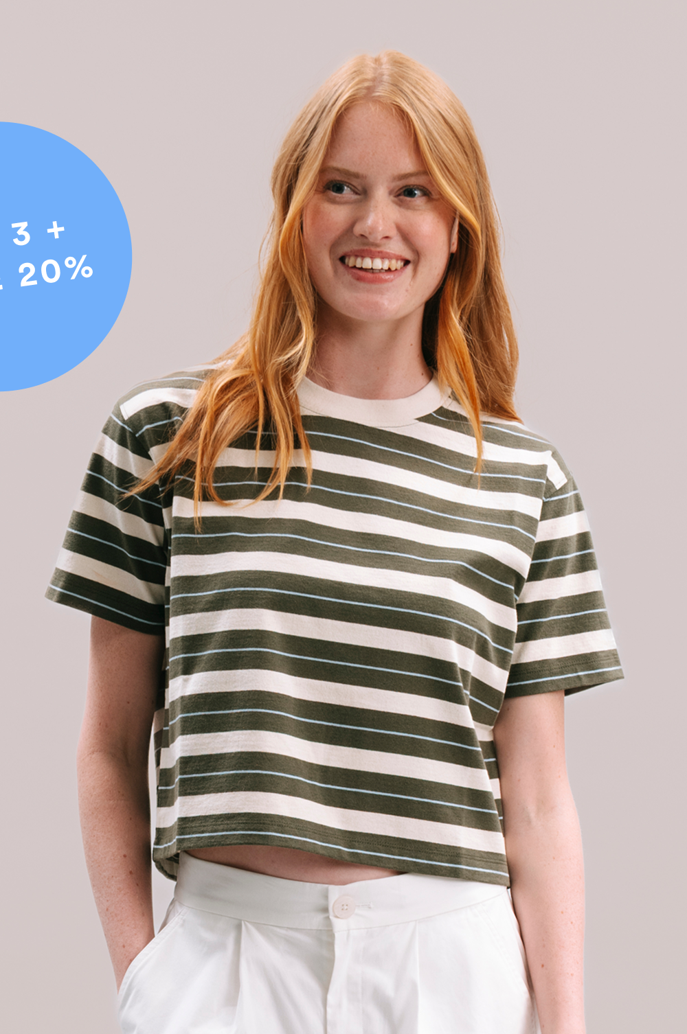 Recycled Stripe Crop Tee
