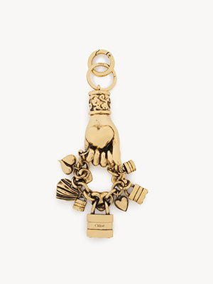 Chloé Symbols Hand & Heart key ring bag charm in copper